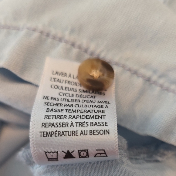 Lola River Light Wash Chambray Short Sleeve Boxy Crop Relaxed Button Up Shirt XL - Picture 9 of 11